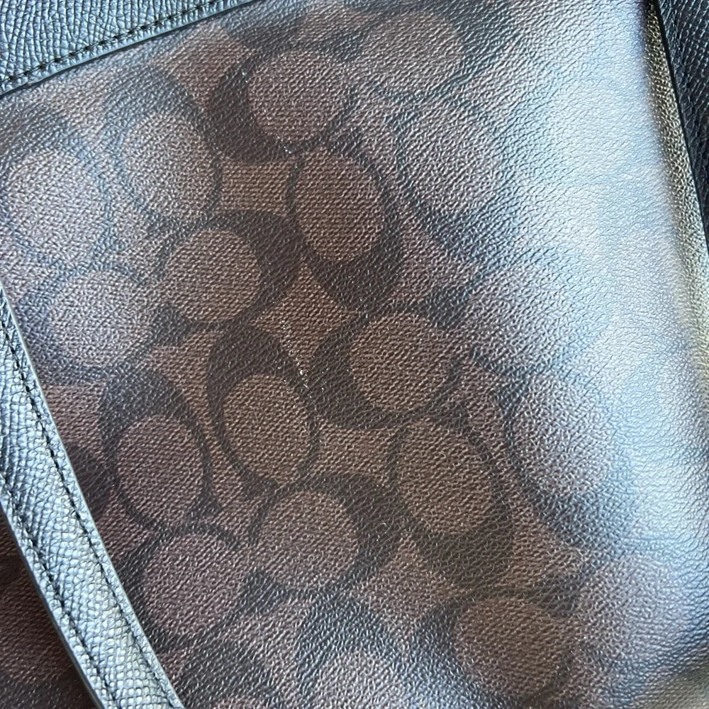 COACH SIGNATURE‎ MONOGRAM BLACK GHW BROOKE SATCHEL CROSSGRAIN LEATHER CARRYALL - Picture 16 of 16